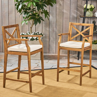 Paire de 2 tabourets de bar en bois