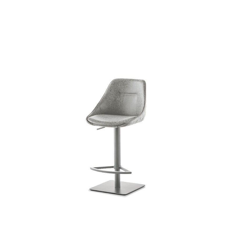 Filion Swivel Upholstered Adjustable Height Counter Stool with Metal Frame, Ice Gray, Ice Gray