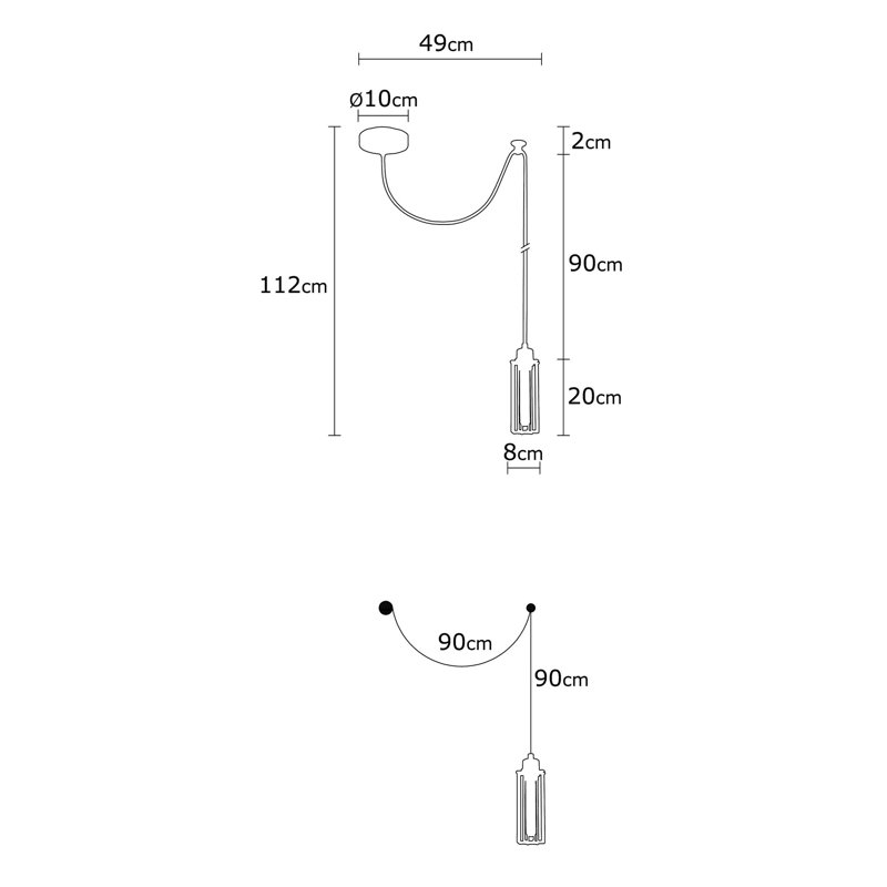 Luminaire suspendu cylindrique à 1 lumière Jolyon