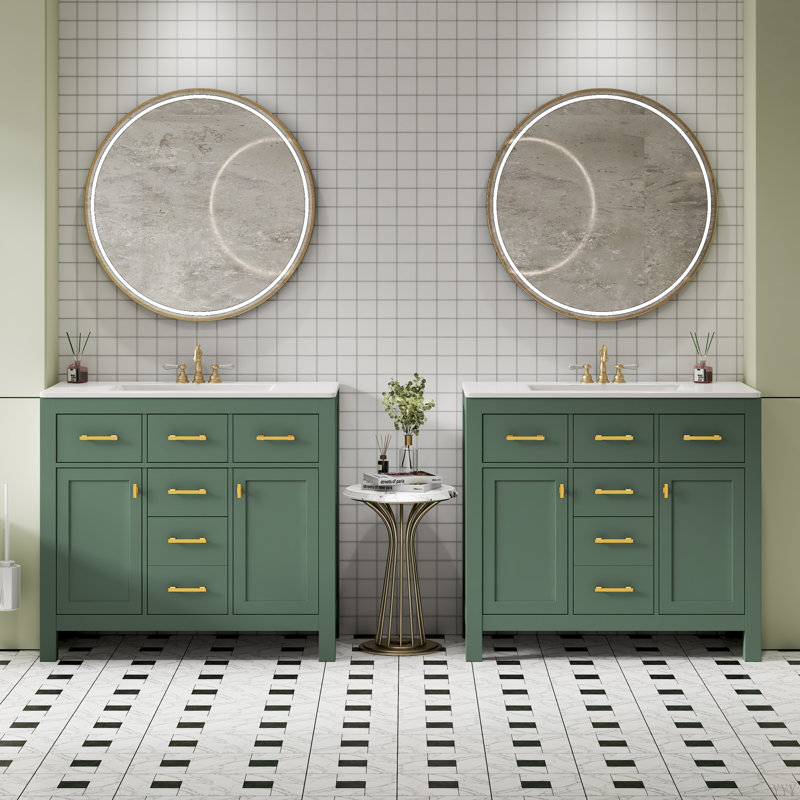 Ensemble de meuble-lavabo 72 po avec lavabo en céramique, meuble-lavabo simple autoportant moderne à 4 tiroirs et 2 armoires, meuble de rangement pour la salle de bain, ensemble de meuble-lavabo à cadre en bois massif