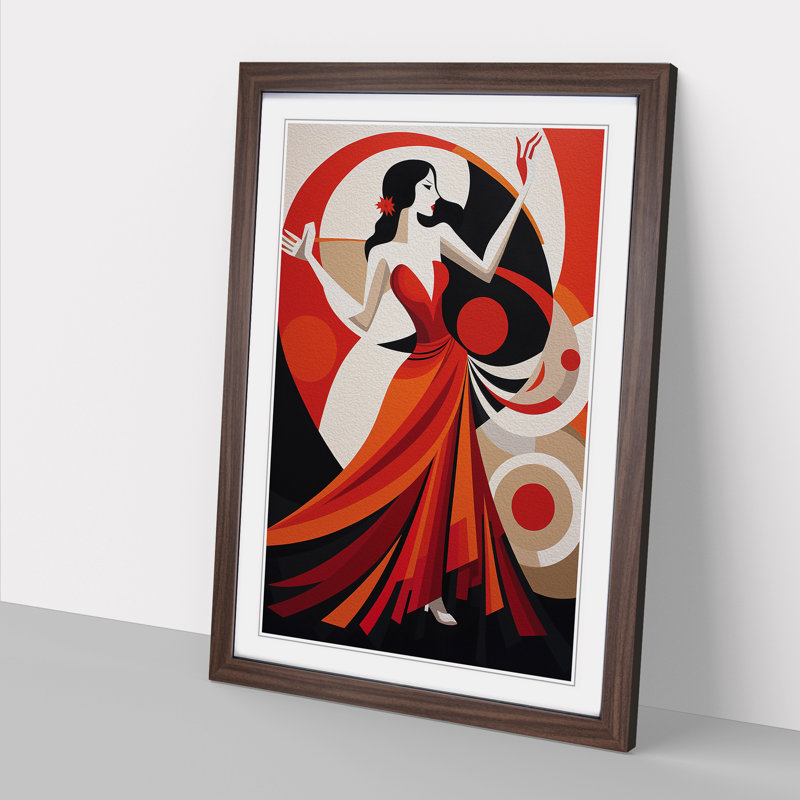 Flamenco dancer Constructivism - Framed Print, 46cm H x 34cm W x 2cm D, Walnut