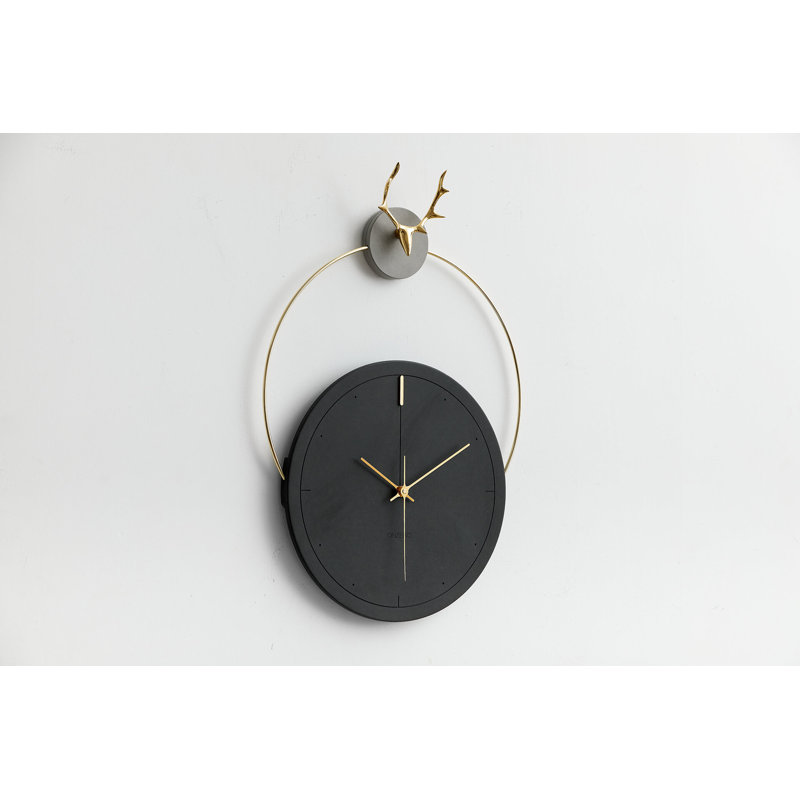 Design Wall Clock The Grey Antler, Black