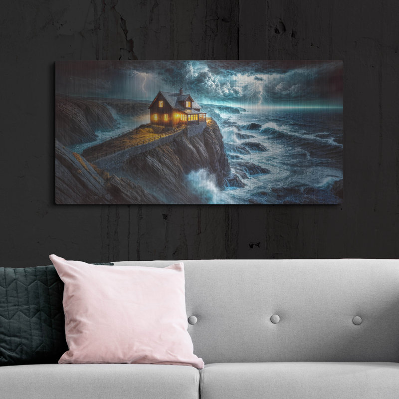 «Night Storm On Coast» par Rey Klimt, art mural en métal, 48 po x 24 po