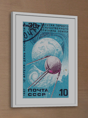 Orbiting Sputnik - Memorabilia on Canvas, 91cm H x 61cm W x 3.81cm D