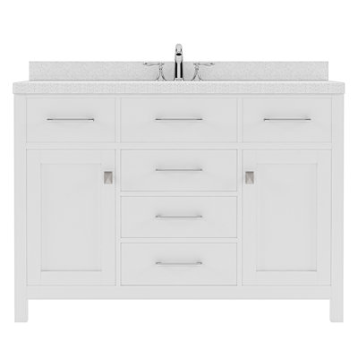 Caroline 48"" Single Bath Vanity In White With White Quartz Top And Square Sink -  Virtu USA, MS-2048-DWQSQ-WH-NM