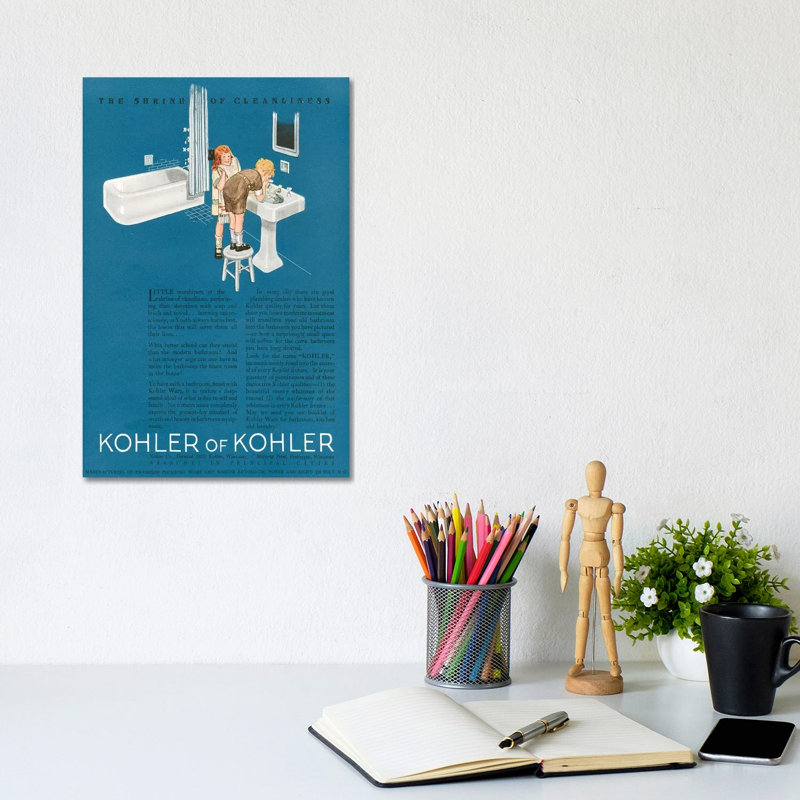 1923 Kohler Magazine Advert - Wrapped Canvas Print, 20.32 cm H x 30.48 cm W