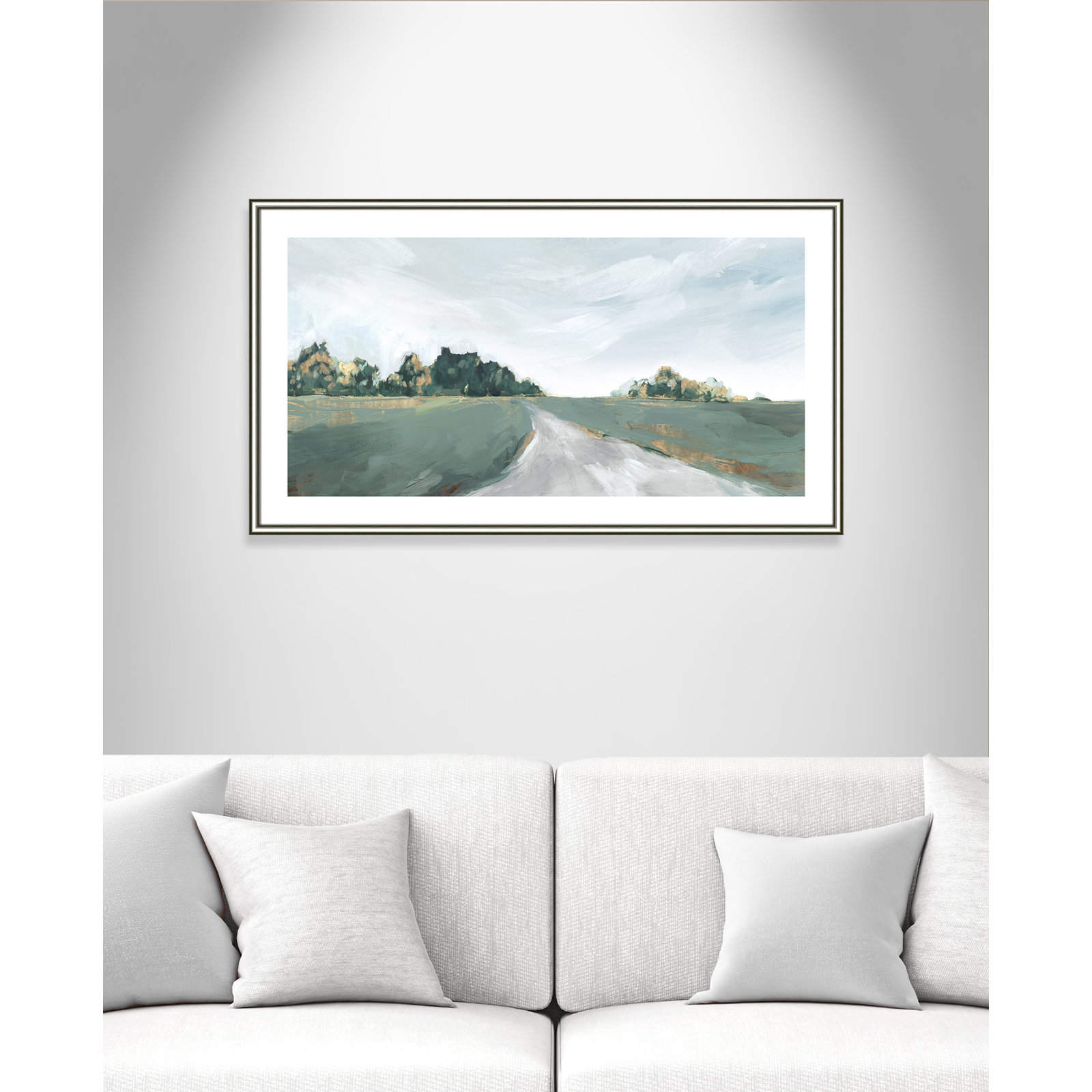 Field of Dreams by Isabelle Z - Painting Print, Picture Framed Paper, 23.5" H x 41.5" W, White Wood