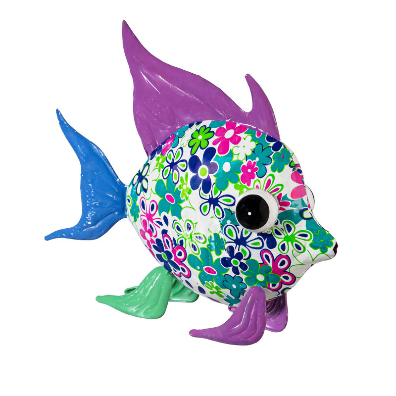 Statuaire de poissons arc-en-ciel, fleur rétro