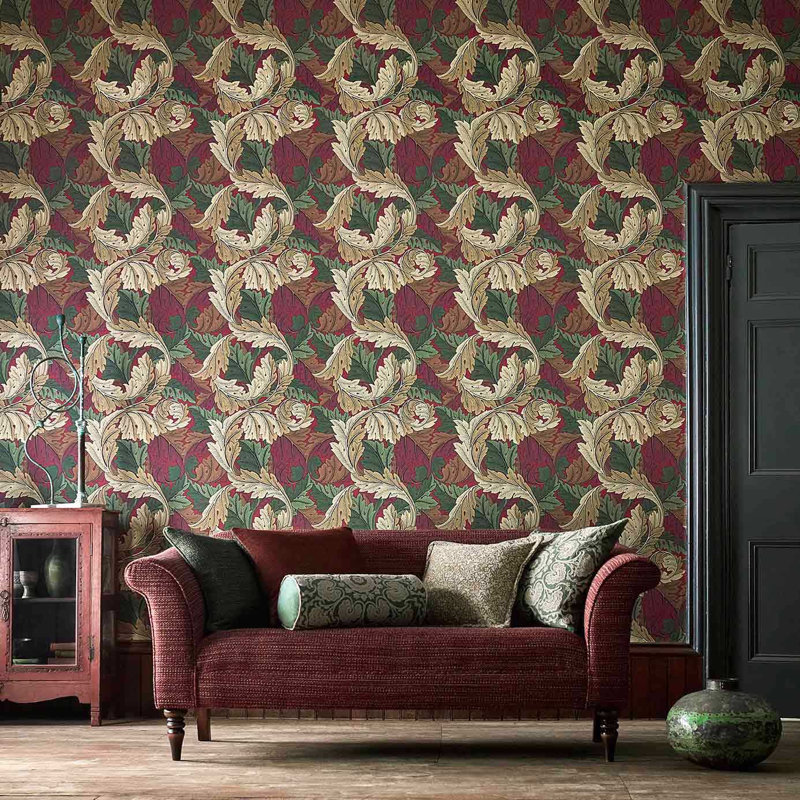 Acanthus 10.05m x 68.6cm Matte Wallpaper Roll, Red