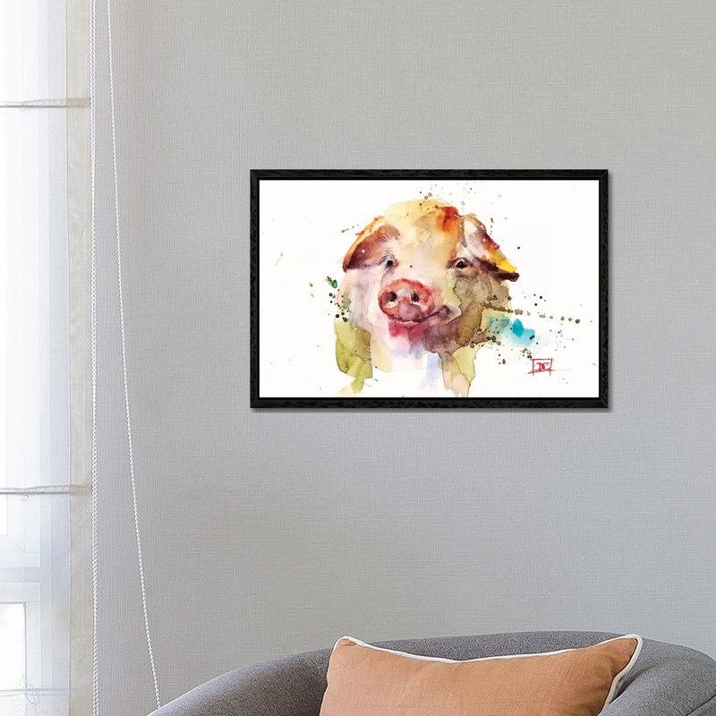 Oink 1 Piece Painting on Canvas, 66.04 cm H x 45.72 cm W, Black Framed