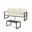Ensemble de canapé d'extérieur 2 pièces 3 pièces, canapé d'extérieur en aluminium 3 places 75 "avec coussins épais et table basse en verre 44"