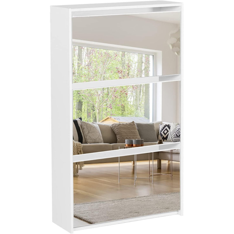 Mirror 3 Tier Shoe Cabinet