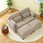 Canapé d'angle à compression, canapé moderne 2 places en chenille camel avec poufs