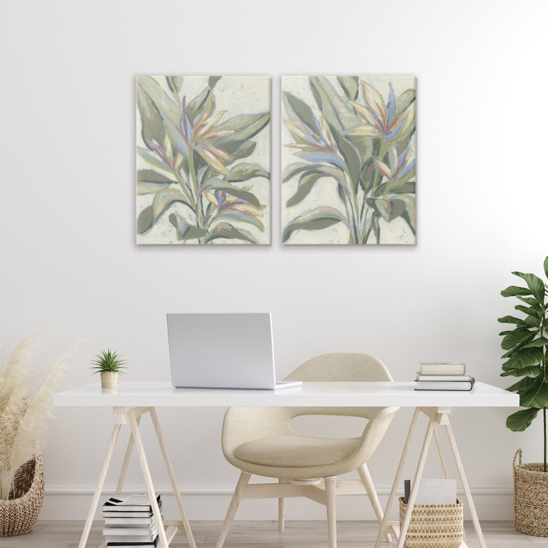 Ensemble de 2 toiles tropicales au paradis pastel, design par June Erica Vess, H 20 po x l 16 po
