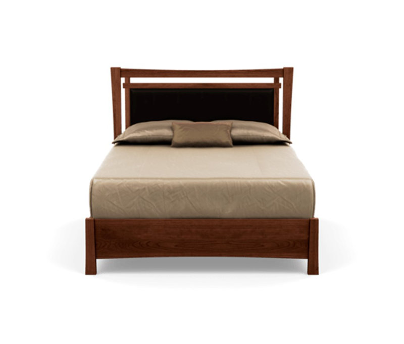 Monterey Upholstered Bed, California King, Ebony Leather, Cognac Cherry