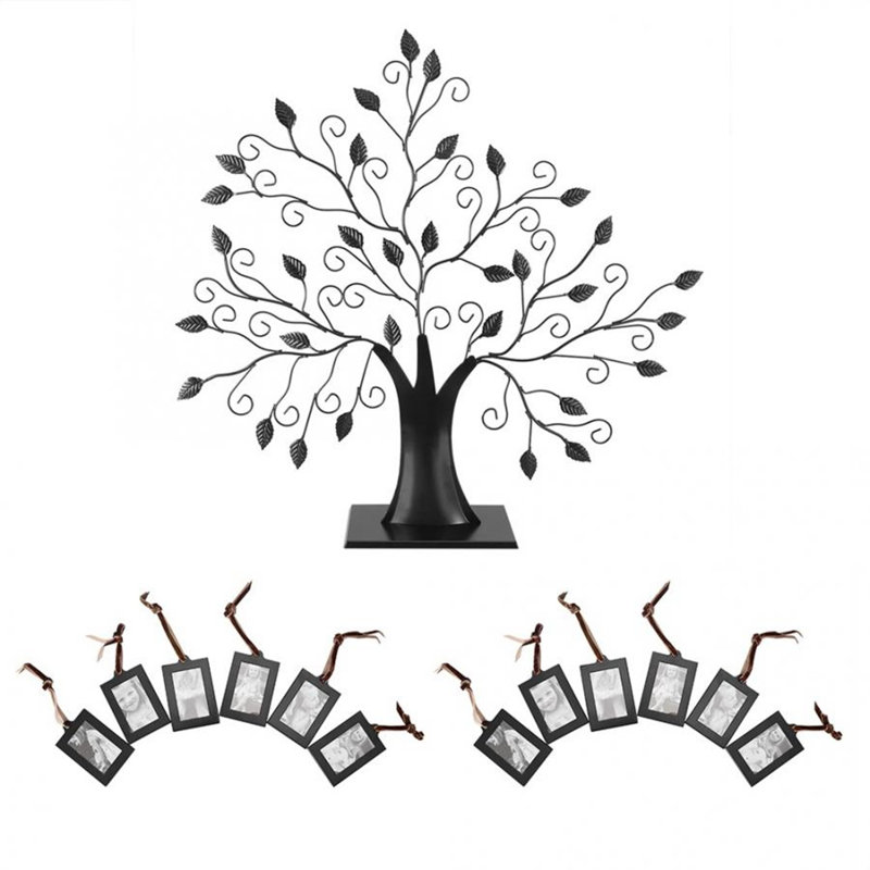 TRIXES Family Tree Photo Frame | 12 Detachable Frames for Your Loved Ones | Freestanding Black Metal