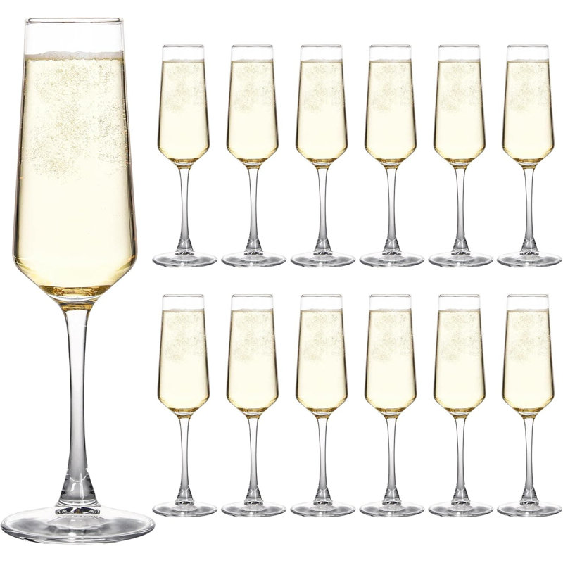 Ensemble de 12 flûtes à champagne, verres à vin mousseux de 7,5 oz de long et transparents pour les mariages, les fêtes, les anniversaires et les bars à domicile
