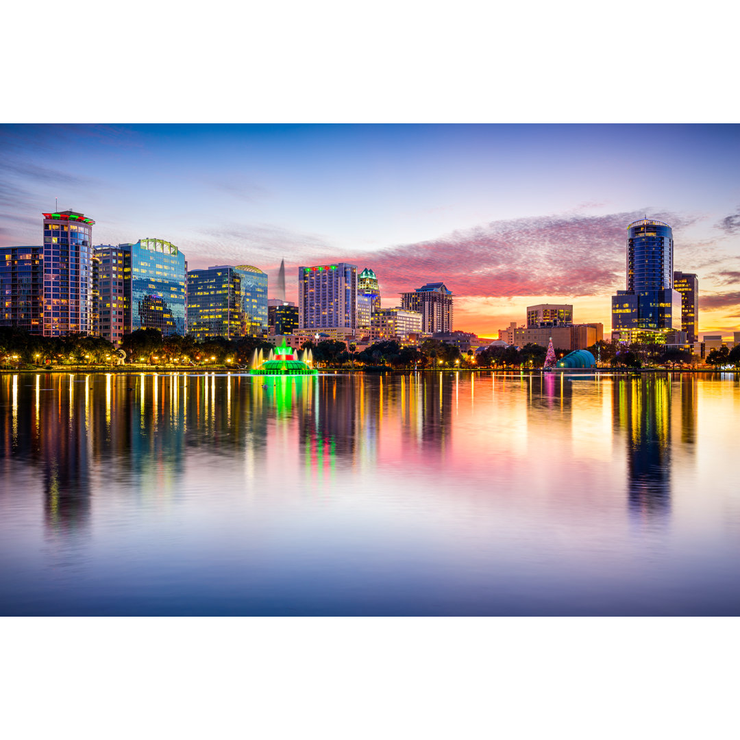 Orlando Skyline In Evening by SeanPavonePhoto - Drucken