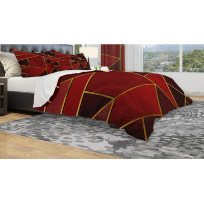 Abstract Duvet Cover Set - Designart Triangular Over Background of Shades