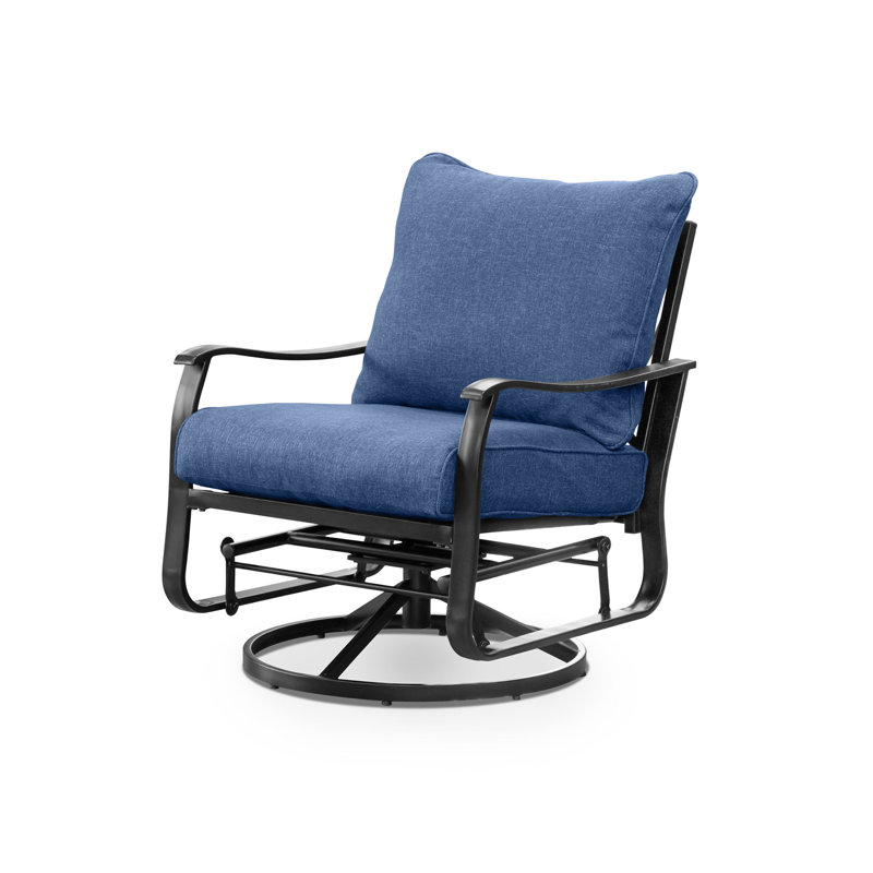 Fauteuil oscillant pivotant de 31 po de largeur (2 / RTC), bleu marine / noir