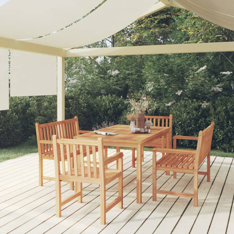 Mardel 4 - Person Teak Patio Dining Set with Rectangular Table