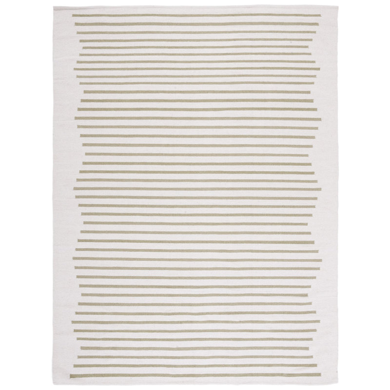Estuardo Hand Woven Cotton Striped Rug, Rectangle 8' x 10'