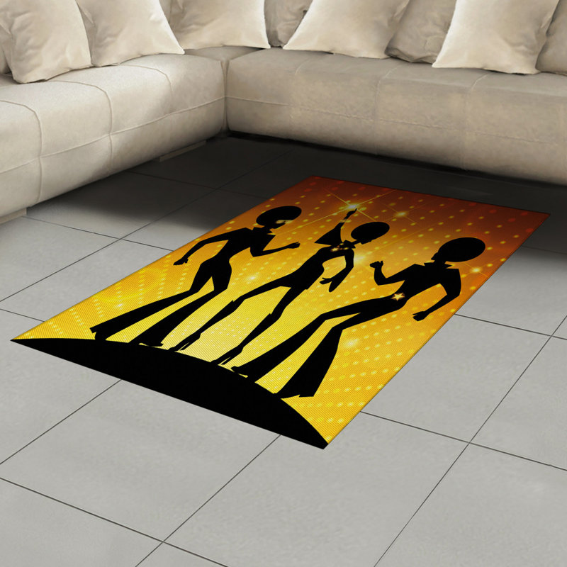 70s Party High Density Long Fiber Poly Threads Decorative Area Rug Carpet, Rectangle 4' x 5'8"