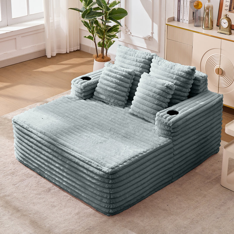 Upholstered Chaise Lounge, Grey