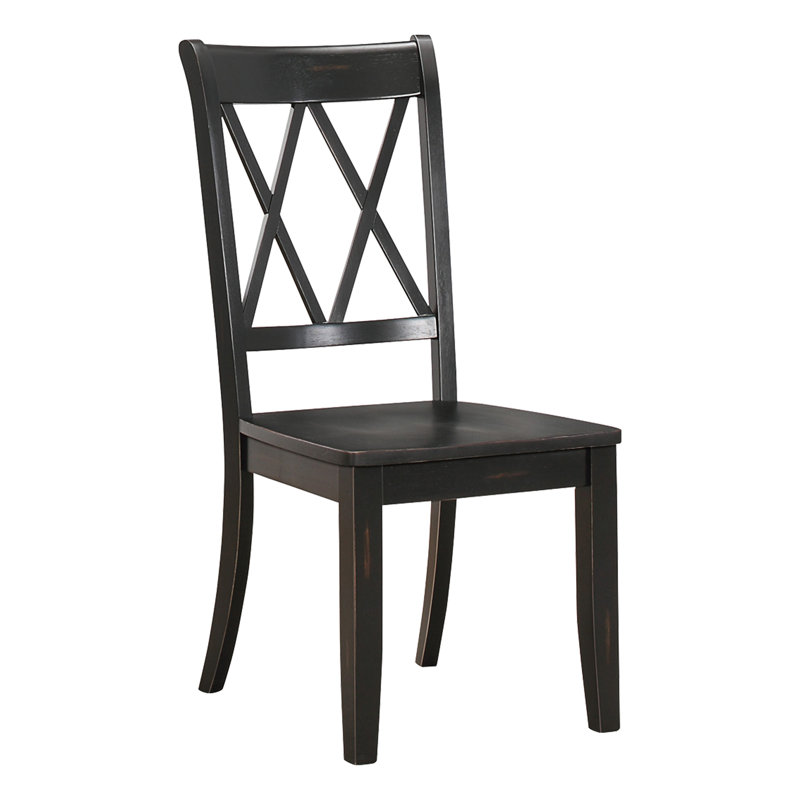 Casual Dining Room Side Chairs with Transitional Double-X Back Design, Black