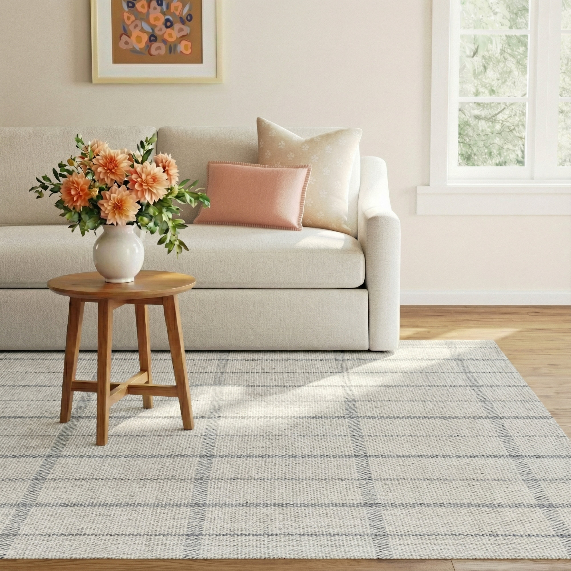 Mathers Handmade Wool White/Gray Rug, Rectangle 8' x 10'