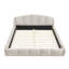 Élégante base de lit tapissier en chenille avec un profil bas et aucun sommier tapissier requis