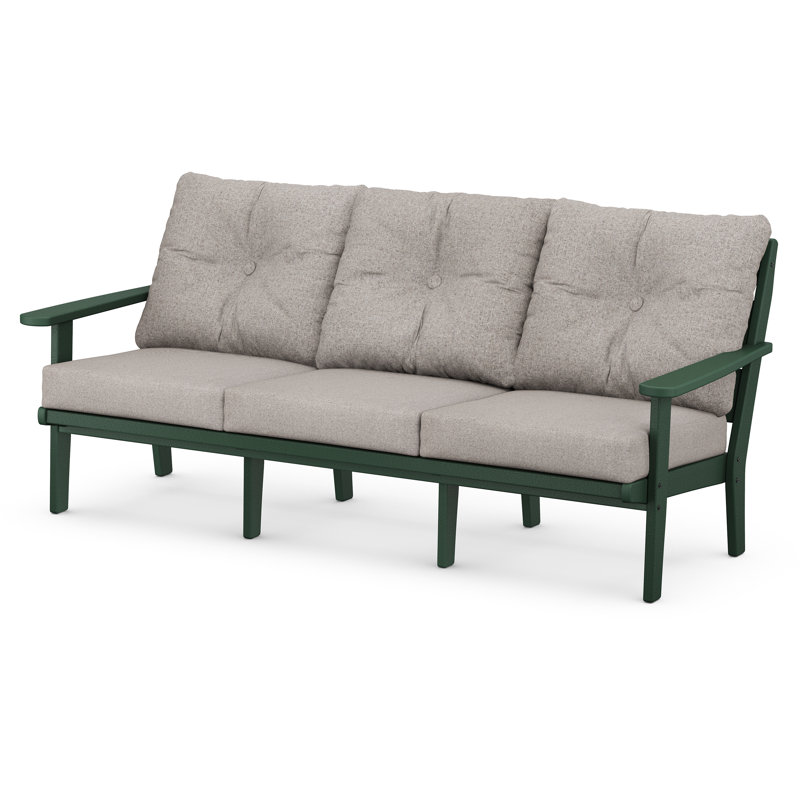 Canapé Lakeside, Structure verte / coussin en tweed vieilli