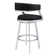 Dehn Modern Swivel Counter or Bar Height Barstool with Open Back and Footrest in Metal and Faux Leather