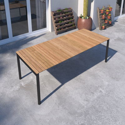 Carliegh 9 Piece Mia Rectangular Extedable Dining Set | 100% FSC Certified Teak Wood | Ideal Furniture Set For Outdoors