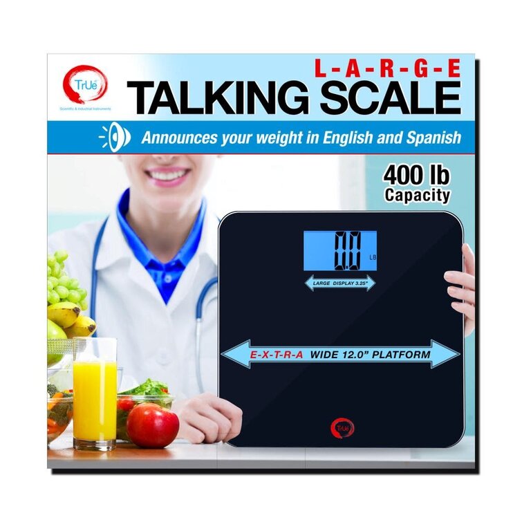 True 42 Echo-400 Large Talking Bathroom Scale, 400lb Capacity- Extra Wide Platform- Large Lcd- Precision Digital Scale
