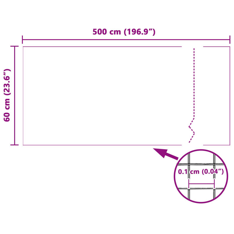 vidaXL Insect Mesh Screen White 23.62 x 196.85 in Fibreglass, 196.9" W x 23.6" D