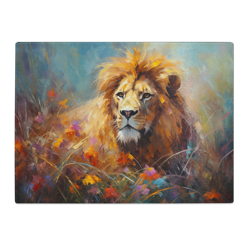 Lion Impressionism  Glass Chopping Board