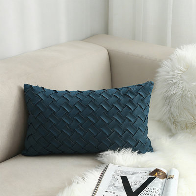 Ensemble de 1 housse de coussin décoratif Boho (12 x 20) - Coussin décoratif vert foncé pour canapé et lit