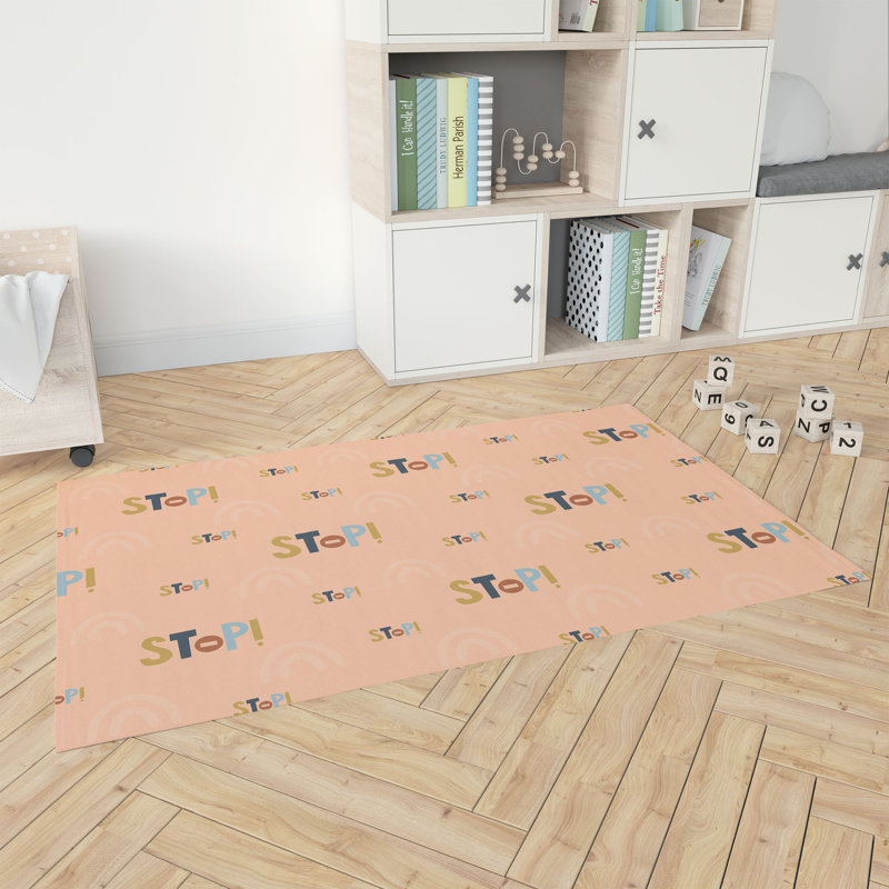 Tapis de jeu pour enfants Stop Slate, Pêche / orange, Rectangulaire 2 pi x 3 pi
