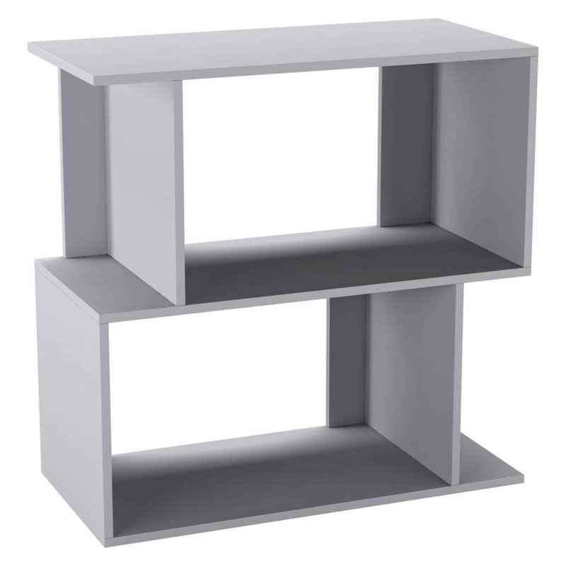 Sulmy Solid Wood Ladder Bookcase, (2 Shelves) 60cm H x 60cm W x 29cm D, Grey