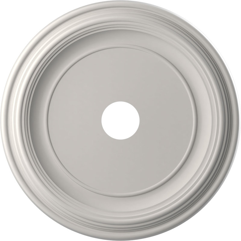Traditional Traditional Thermoformed PVC Ceiling Medallion, 22" H x 22" W x 1.5" D, Satin Blossom White