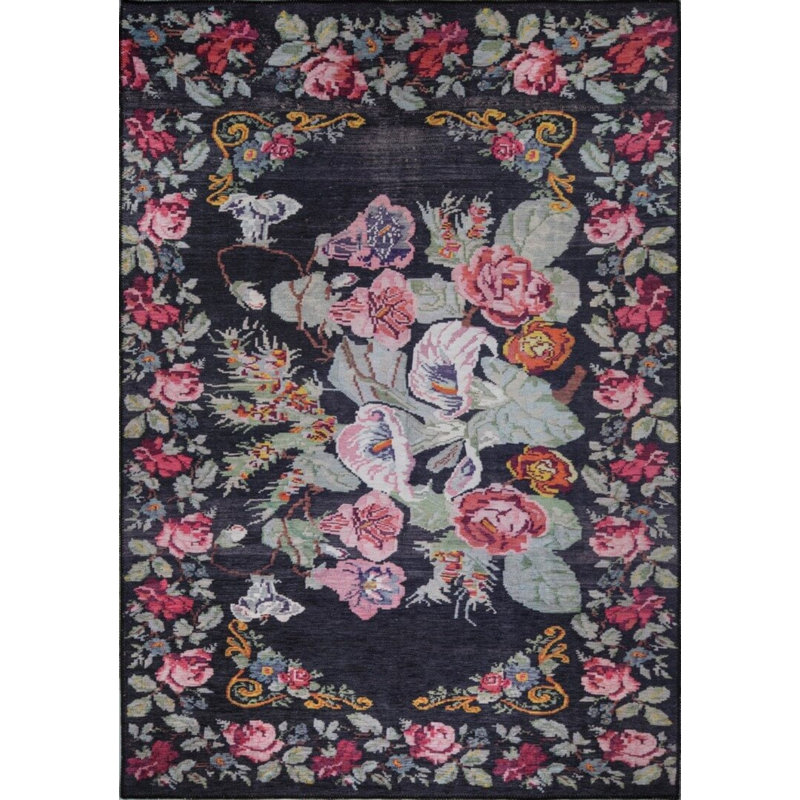 Tapis noir Ottilie, Rectangle 9 pi 11 po x 13 pi 2 po