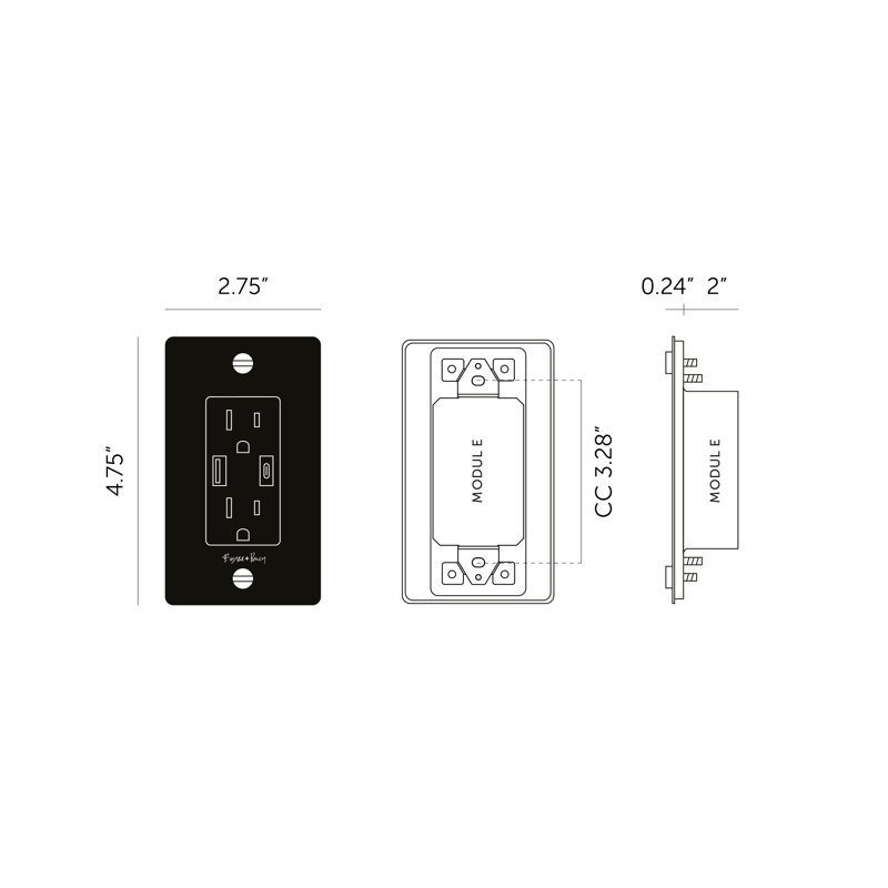 1G Combination Duplex Outlet And USB-A + C Charger / With Logo , Bronze