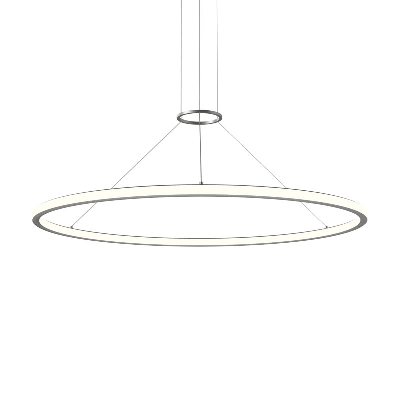Luna 2 - Light LED Pendant, 3000K, Bright Satin Aluminum, 1.5" H x 49.5" W x 49.5" D