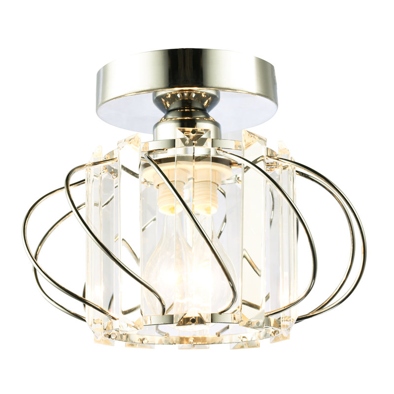 Modern Polished Ceiling Light Fitting With Clear Crystal Glass By Happy Homewares, Chrome
