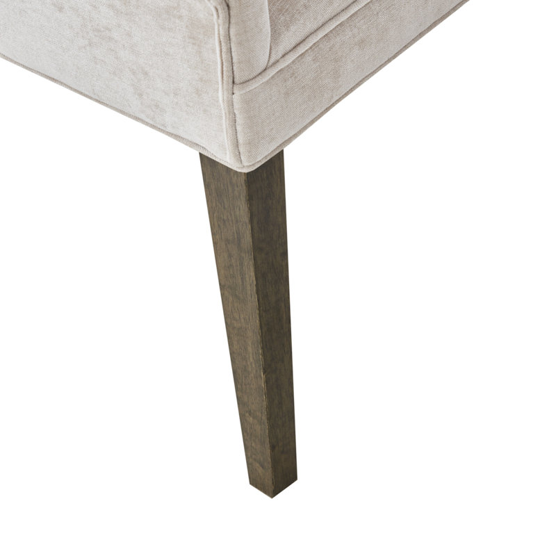 Chaises de salle à manger rembourrées Ultra avec dossier haut et pieds en bois massif, Crème, crème