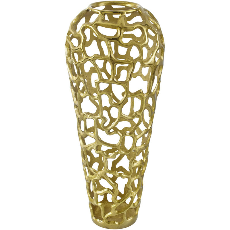 Vase décoratif Natalyia, Or, H 24 po x l 10 po x P 10 po