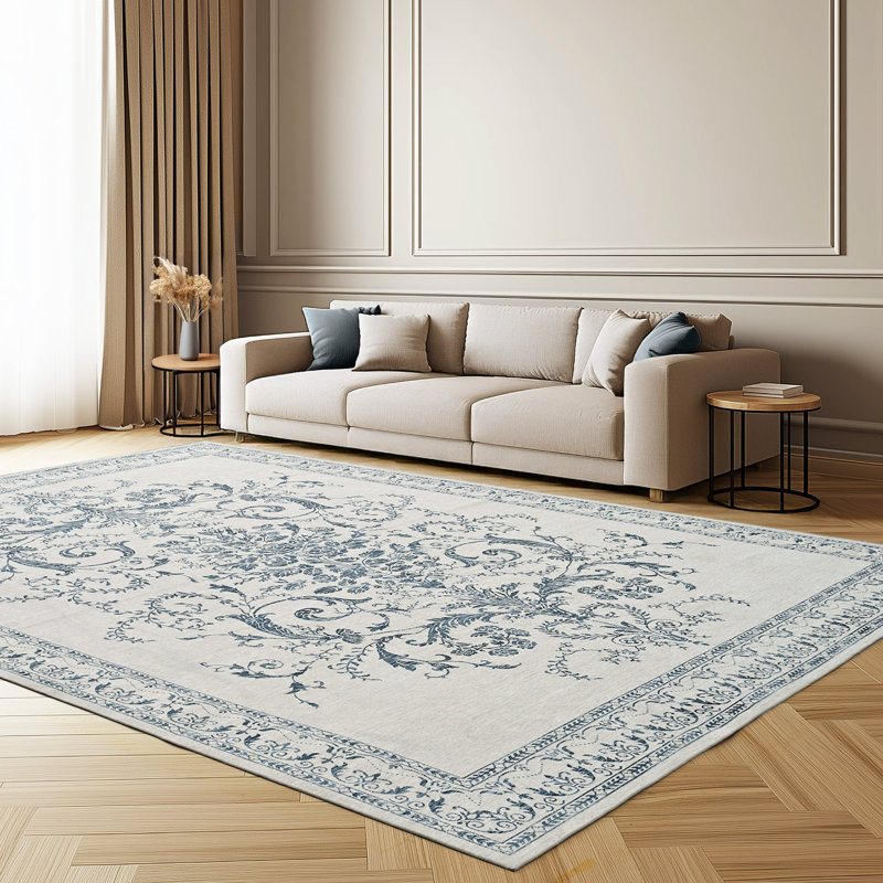 Laura Ashley Josette Machine Washable Imagine Printed Chenille Rugs 1-Piece, Rectangle 8' x 10'