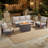 4-Piece Outdoor Rattan Modern Patio Fire Pit Conversation Set With Sofa & Armchair-1959662547-1959662558
