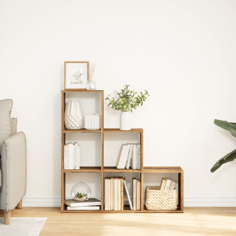 Saphronia Bookcase, (3 Shelves) 99cm H x 99cm W x 29cm D, Old Wood
